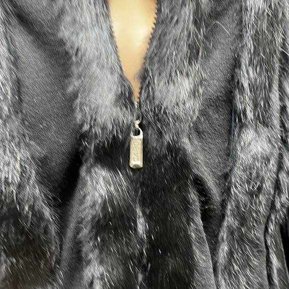 Vintage Dolce Cabo Black Knit Fur Front Zipper Cardigan - Picture 10 of 14